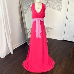 Vintage Deadstock NWT Early 2000's Pink Mesh A-Line Bow Princess Prom Dress 10 M